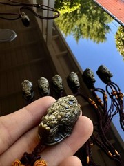 Hand-Carved Gold Sheen Obsidian Dragon Turtle Pendant –One of a Kind Protection