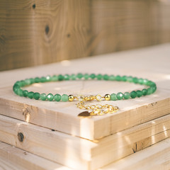 Natural Green Aventurine Healing Reiki Crystal Minimalist Dainty Skinny Bracelet