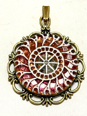 NEW ITEM* HUGE! FIERY VTG SCULPTED IRIDESCENT VOLCANO CZECH GLASS PENDANT