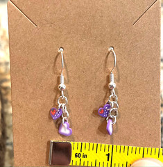 Sterling Silver Mini Red Purple Hearts Love Charms Dainty Handmade Cute Earrings