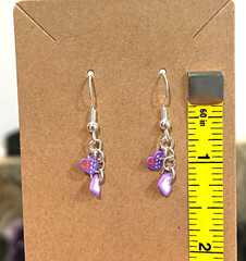 Sterling Silver Mini Red Purple Hearts Love Charms Dainty Handmade Cute Earrings