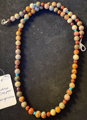 Picasso Jasper/Mahogany Red Rosewood/Turquiose/25.5″/Gemstone Necklace (PJMRT-7)