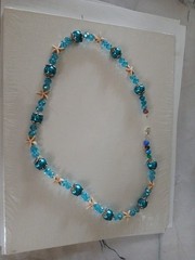 Beautiful 21″ Handmade Glass Metal Stone Crystal Beaded Necklace New