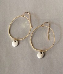 NEW GOLD PLATED SILVER DISC SUNDANCE CHARM CIRCLE EARRINGS ARTISAN JEWELRY