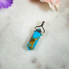 A+ Grade Kingman Turquoise Double Terminated Point and Sterling Silver Pendant