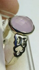 CHARMING NATURAL ROSE QUARTZ IN .925 STERLING SILVER RING SIZE 8.25-8.5!