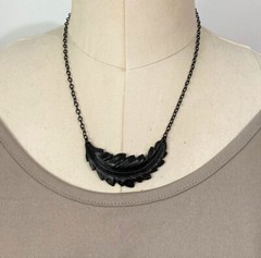 Black Feather Plated Brass Bohemian Boho Necklace Unique Sleek Southwestern
