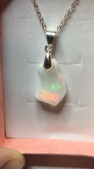 #408- 6.25ct Genuine Freeform Ethiopian Welo Opal on a 925 Sterling Silver Chain