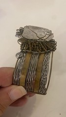 Boho Large Stone Handmade Twist Wire Cuff Bracelet