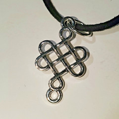 Eternity Knot Celtic Cross Tibetan Endless Knot Pendant Necklace W 23 In. Cord