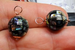 10mm or 12mm Mosaic Paua Abalone Shell INTERCHANGEABLE Earring Charms SS RG YG