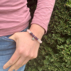 Amethyst and Rose Quartz with lotus Om Bracelet