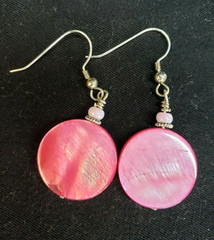 Natural Mother of Pearl Shell Drop Earrings Dyed Beachy BOHO Artisan Handcrafted