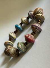 FAIR TRADE Hand Crafted Haitian PAPER BEAD BRACELET (6”) Multicolor