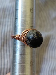Handmade Copper Wire Wrapped Organic Seed Bead Ring – Size 7.5