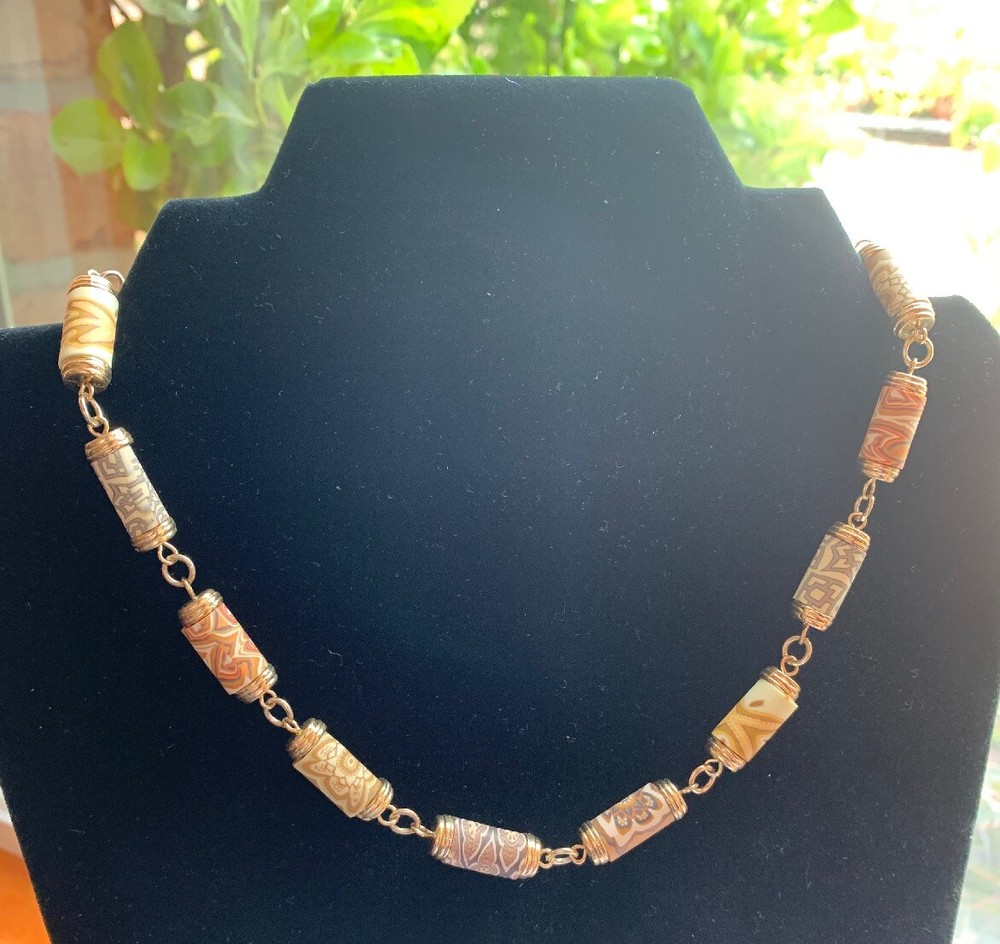 JILZARAH Mocha 18mm Handmade clay Bead Toggle Necklace JILZARA Adjustable 19”