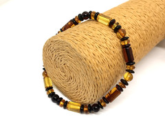 Amber Bracelet Gift Big Size Unisex Baltic Amber Beads Tablet Barrel Round 7645
