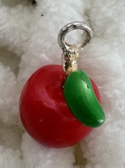 Handmade Glass Apple Pendants Or Charms, Tulip Glass Pendant + Metal Apple Charm