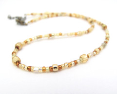 Gold Glass Choker Necklace Mixed Shape Boho Seed Bead Summer Spring
