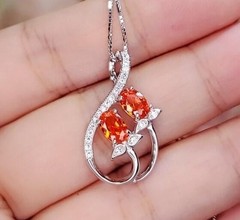 Red Orange Sunstone Necklace Spessartite Garnet Necklace – Sterling Silver