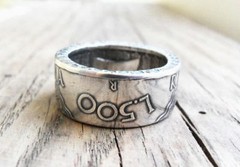 Coin ring «Handmade» from 500 Lire Italian Coin in size 7 -12 US from Italy