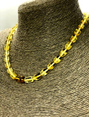 AMBER NECKLACE INSECT Gift Natural Baltic Amber Barrel Beads Jewelry 14,9g 15093