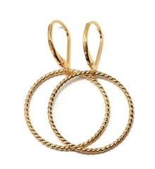 Gold Filled Leverback Twist Design Hoop Earrings