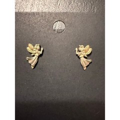 Vintage Black Hills Gold Fairy/Angel Earrings Sterling Silver & 12K Gold Leaves