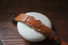 Vintage Leather Cuff Stamped Natural Bracelet Watch Strap Swedish Sweden Brown