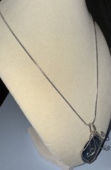 Vintage Abalone Paua Shell Wrapped In Sterling Silver Wire Necklace 18”
