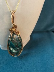 Handcrafted Genuine Malachite Chrysocolla Pendant Necklace