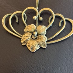 Art Nouveau Dogwood Flowers Dangling Brass Earrings With Hooks From Estate