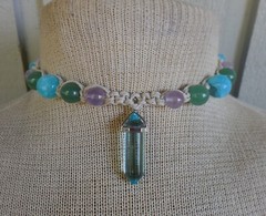 Fluorite Double Point Adjustable Hemp Necklace Aventurine Amethyst Stone Beads