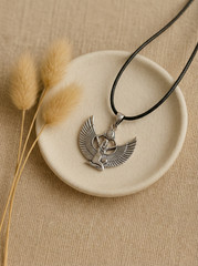 Isis necklace pendant – Egyptian goddess – Silver 900 – Egypt Amulet jewelry