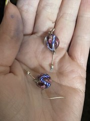 Purple & Pink Murano Glass Sterling Silver Dangle Drop Earrings #4034