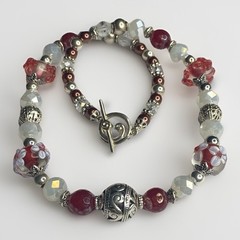 Artisan Handcrafted Art Deco Lampwork Glass Jewelry Necklace Mean Girlz #17 Pink