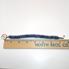 Jewelry Bracelet Kumihimo Braided Blue & Purple Seed Beads Handmade 7.5 in