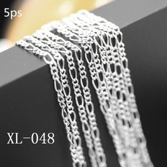 5pcs 16-30inch Silver Figaro Chain Necklaces Jewelry For Pendant Accessory