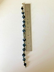Bracelet Artisan Beaded Hematite and Silver Tone Beads 7.5″
