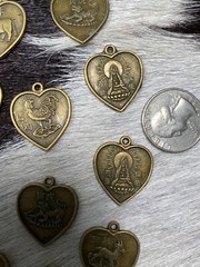 Guan Yin Pendant Kwan Yin Pendant 25 mm Heart Copper Charms DIY Making 10 pcs