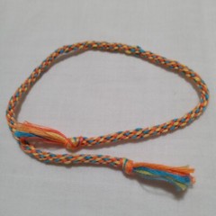 Handmade Friendship Bracelet Orange, Yellow, Red Orange & Baby Blue Round NWOT