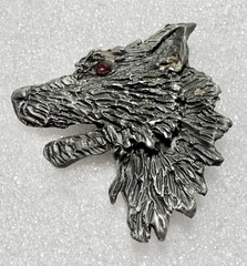 E. Vincent Gallo 1992 CMS Pewter 1.5” Wolf Head Pendant