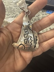 Handcrafted Authentic Navajo Sterling Silver Howling Coyote Pendent