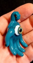 Hand Blown Glass Pendant Hand and Eyeball heady glass pendant art piece USA made