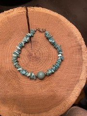 Genuine NATURAL * TURQUIOSE * STONE BRACELET, 8 INCHES Long, Handmade in USA