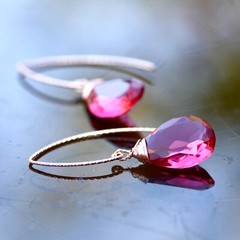 Lab Made Rubellite Pink Tourmaline Earrings 14K Gold Filled 8th 38th Anniversary