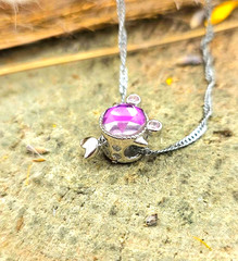 Natural Meteorite 925 Gold Fish Pendant Necklace