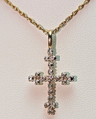 Lovely Gold Vermeil Sterling Silver Diamond Accent Cross Pendant Necklace Signed