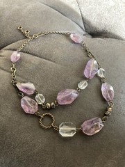 Genuine Ametrine Stone necklace. Faceted. Brass Chain Necklace. Rare.