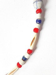 Native American Style Handmade Necklace, Bone Chevron French Cross & Whitehearts